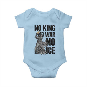Statue Of Liberty Freedom Protest Baby Onesie No Kings No Wars No Ice TS12 Light Blue Print Your Wear