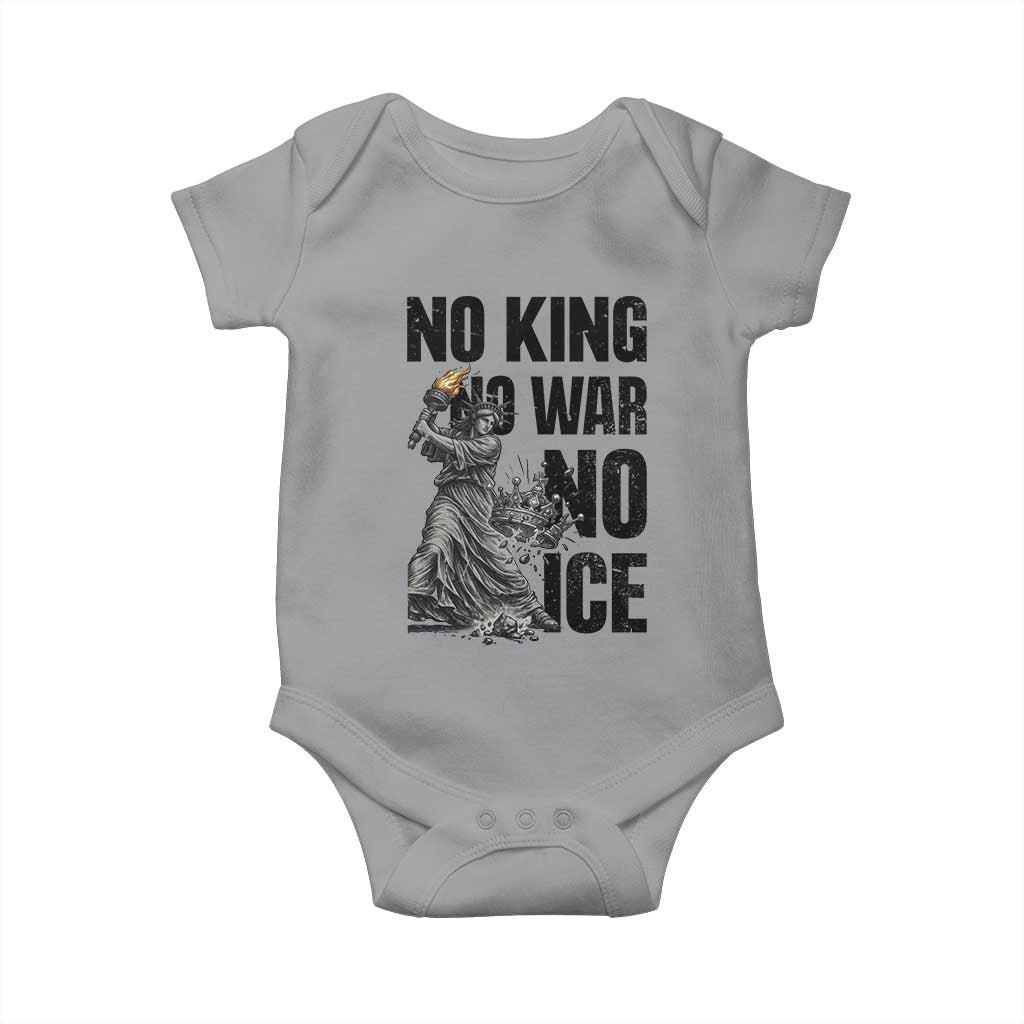 Statue Of Liberty Freedom Protest Baby Onesie No Kings No Wars No Ice TS12 Sport Gray Print Your Wear