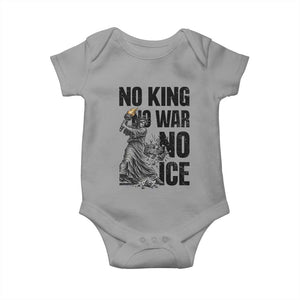 Statue Of Liberty Freedom Protest Baby Onesie No Kings No Wars No Ice TS12 Sport Gray Print Your Wear