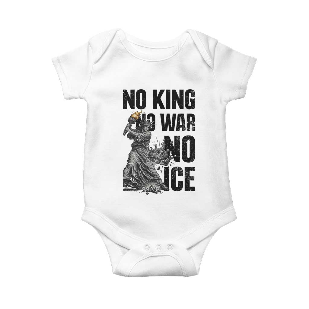 Statue Of Liberty Freedom Protest Baby Onesie No Kings No Wars No Ice TS12 White Print Your Wear