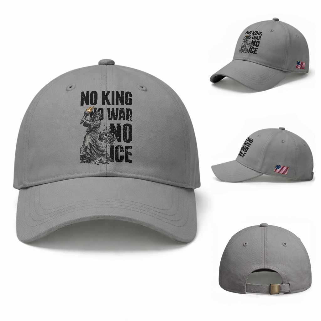 Statue Of Liberty Freedom Protest Baseball Cap No Kings No Wars No Ice TS12 Baseball Cap Universal Fit Sport Gray Print Your Wear