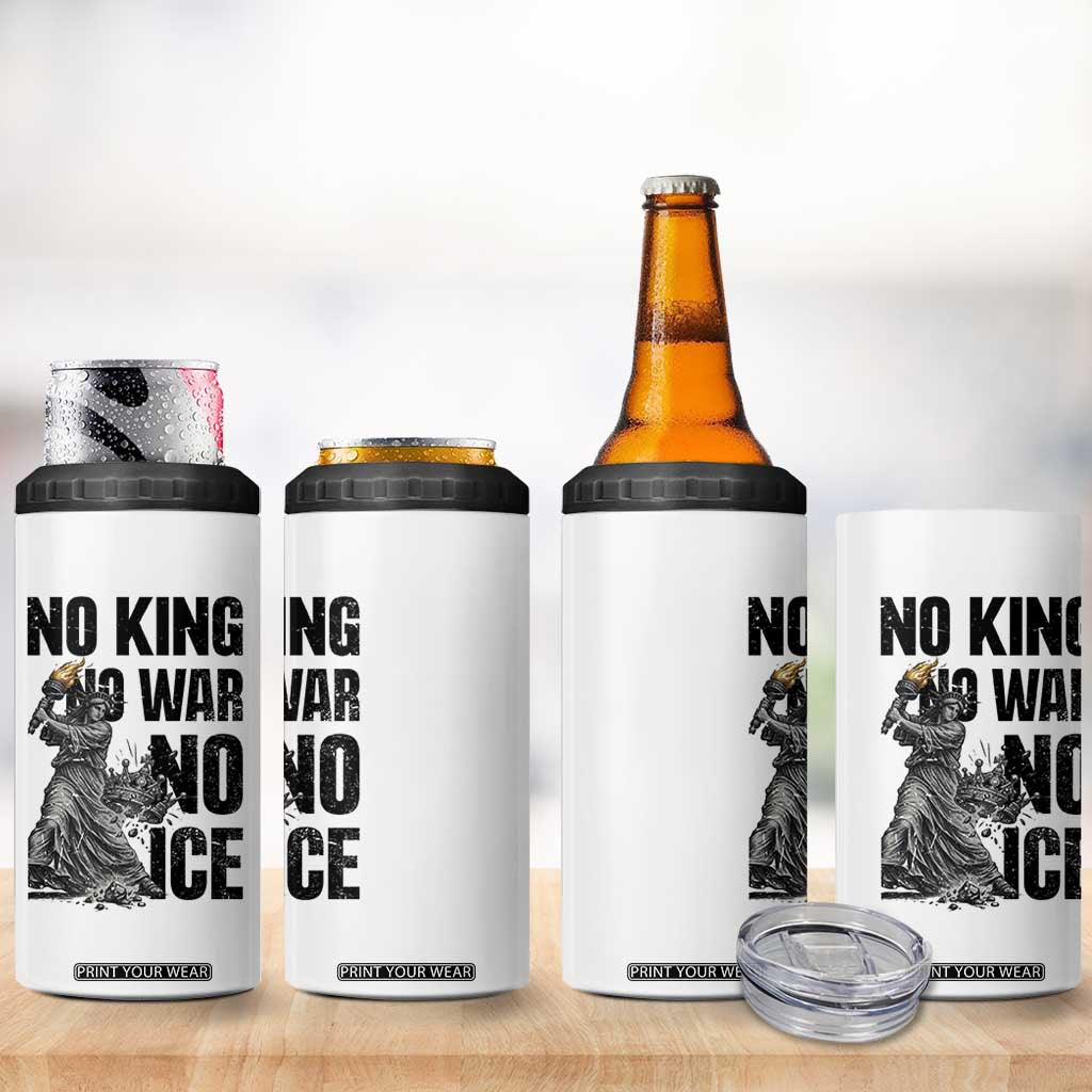 Statue Of Liberty Freedom Protest 4 in 1 Can Cooler Tumbler No Kings No Wars No Ice TS12 Print Your Wear