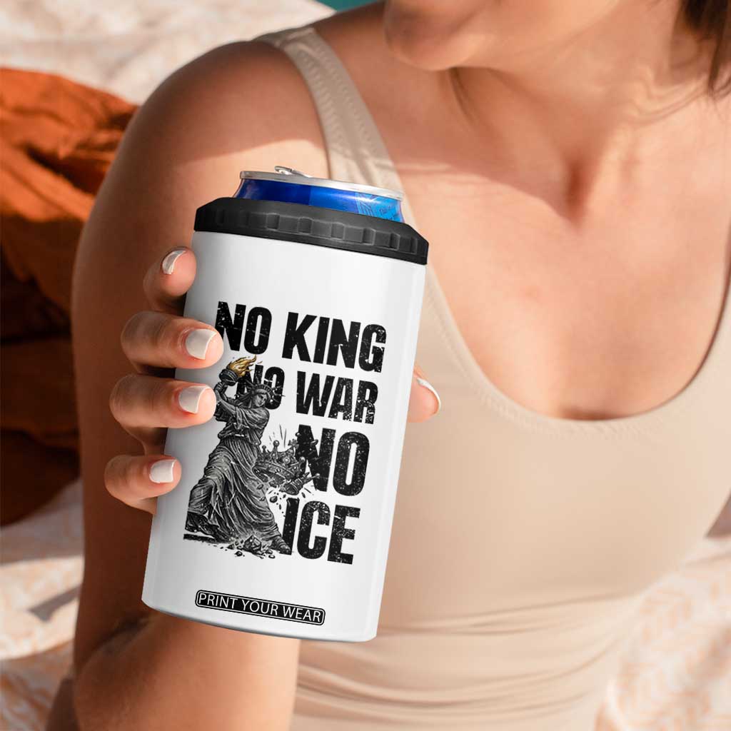 Statue Of Liberty Freedom Protest 4 in 1 Can Cooler Tumbler No Kings No Wars No Ice TS12 Print Your Wear