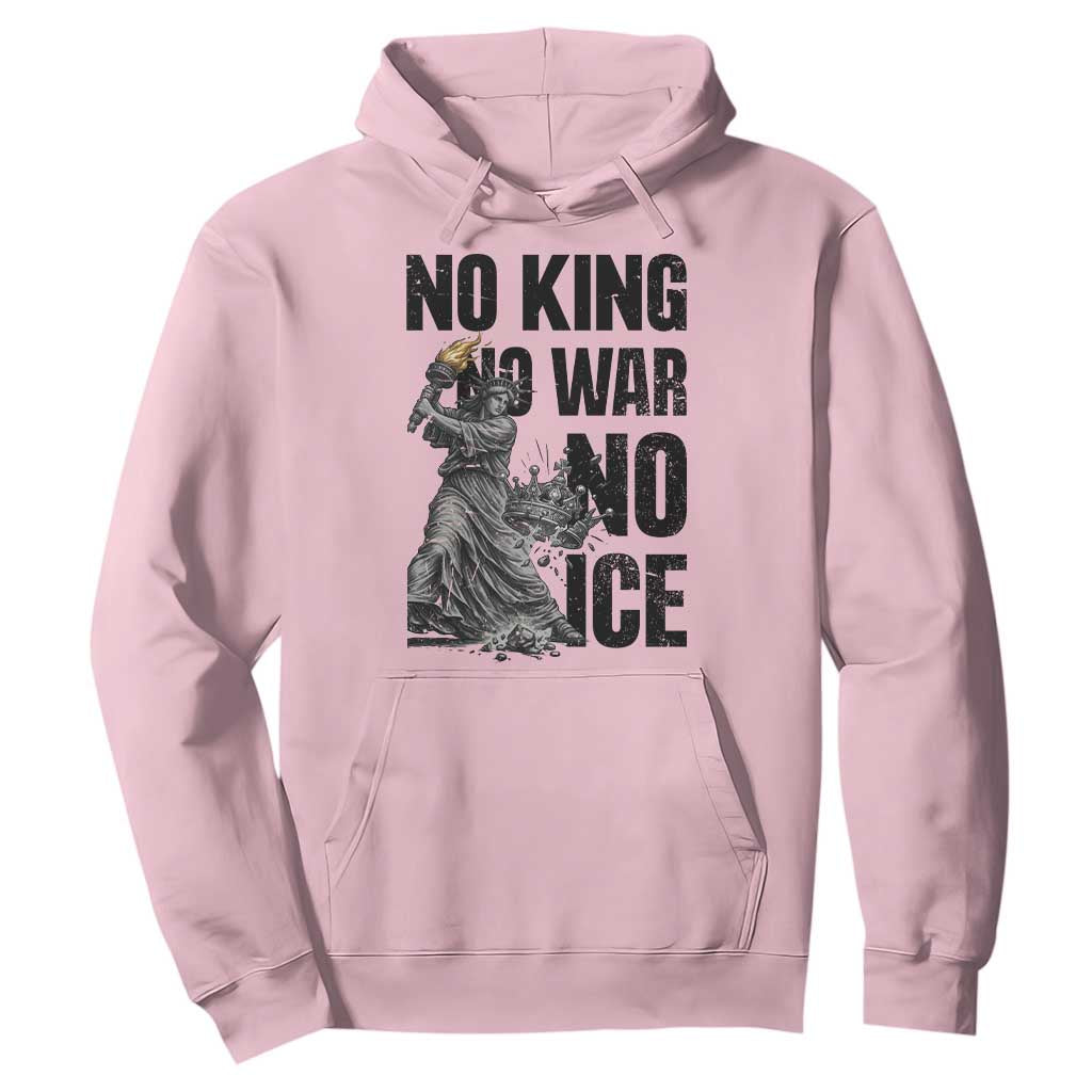 Statue Of Liberty Freedom Protest Hoodie No Kings No Wars No Ice TS12 Light Pink Print Your Wear