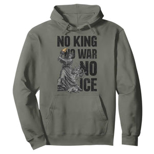 Statue Of Liberty Freedom Protest Hoodie No Kings No Wars No Ice TS12 Military Green Print Your Wear