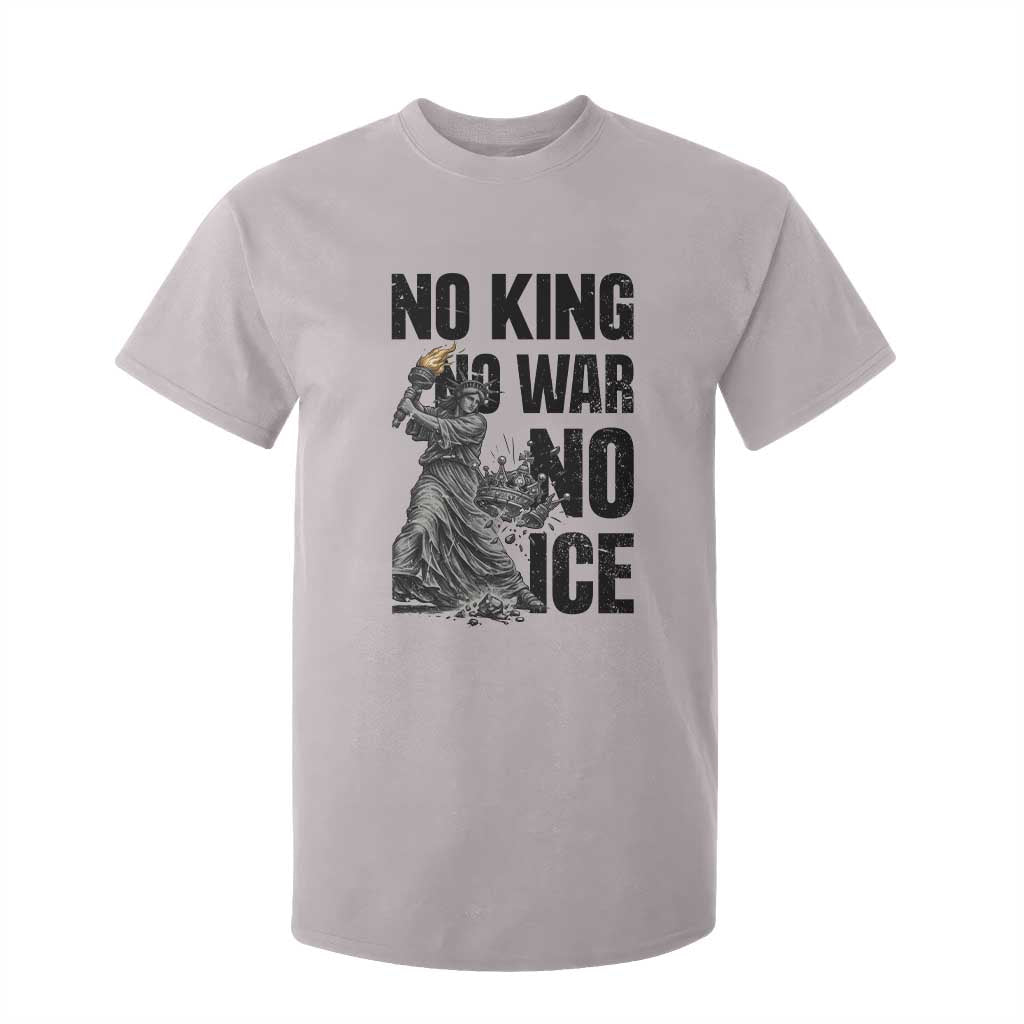 Statue Of Liberty Freedom Protest T Shirt For Kid No Kings No Wars No Ice TS12 Ice Gray Print Your Wear