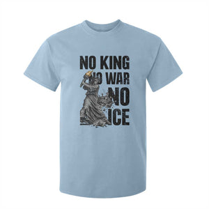 Statue Of Liberty Freedom Protest T Shirt For Kid No Kings No Wars No Ice TS12 Light Blue Print Your Wear