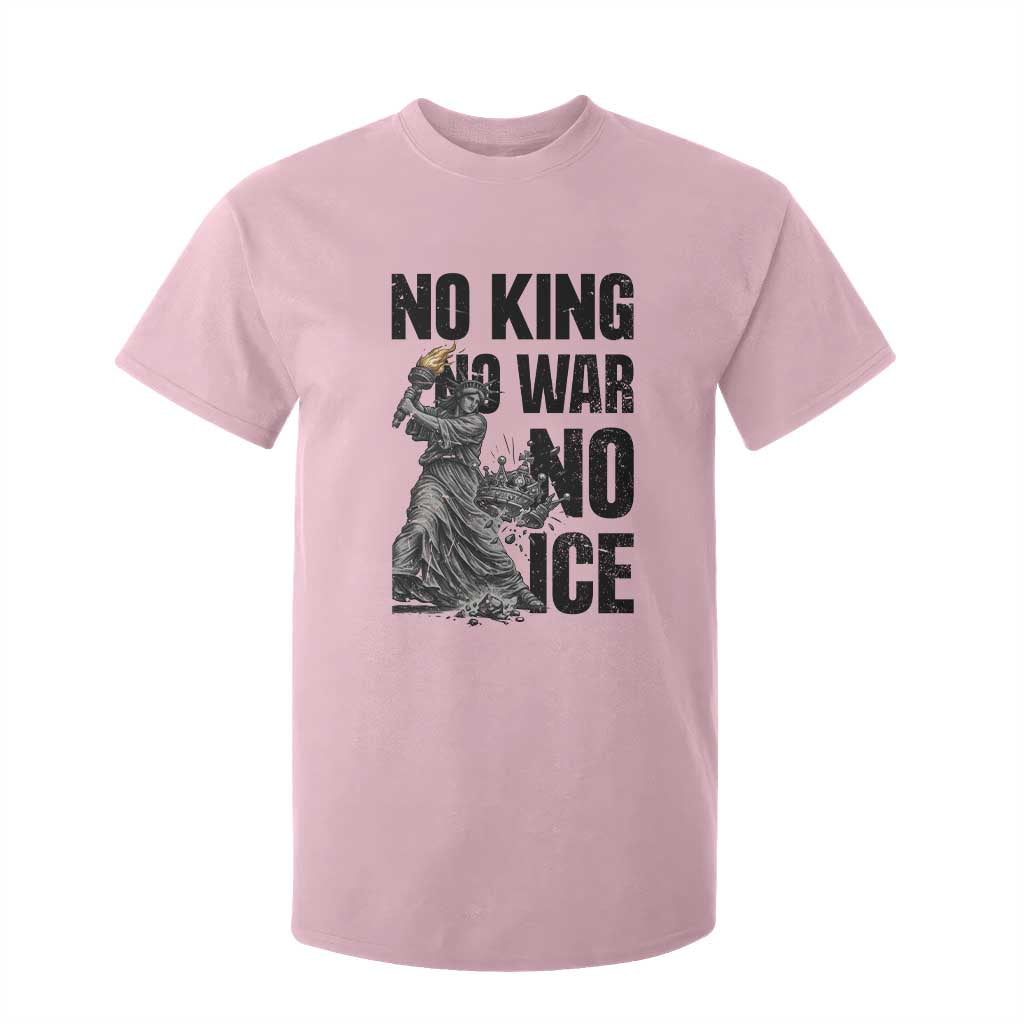 Statue Of Liberty Freedom Protest T Shirt For Kid No Kings No Wars No Ice TS12 Light Pink Print Your Wear