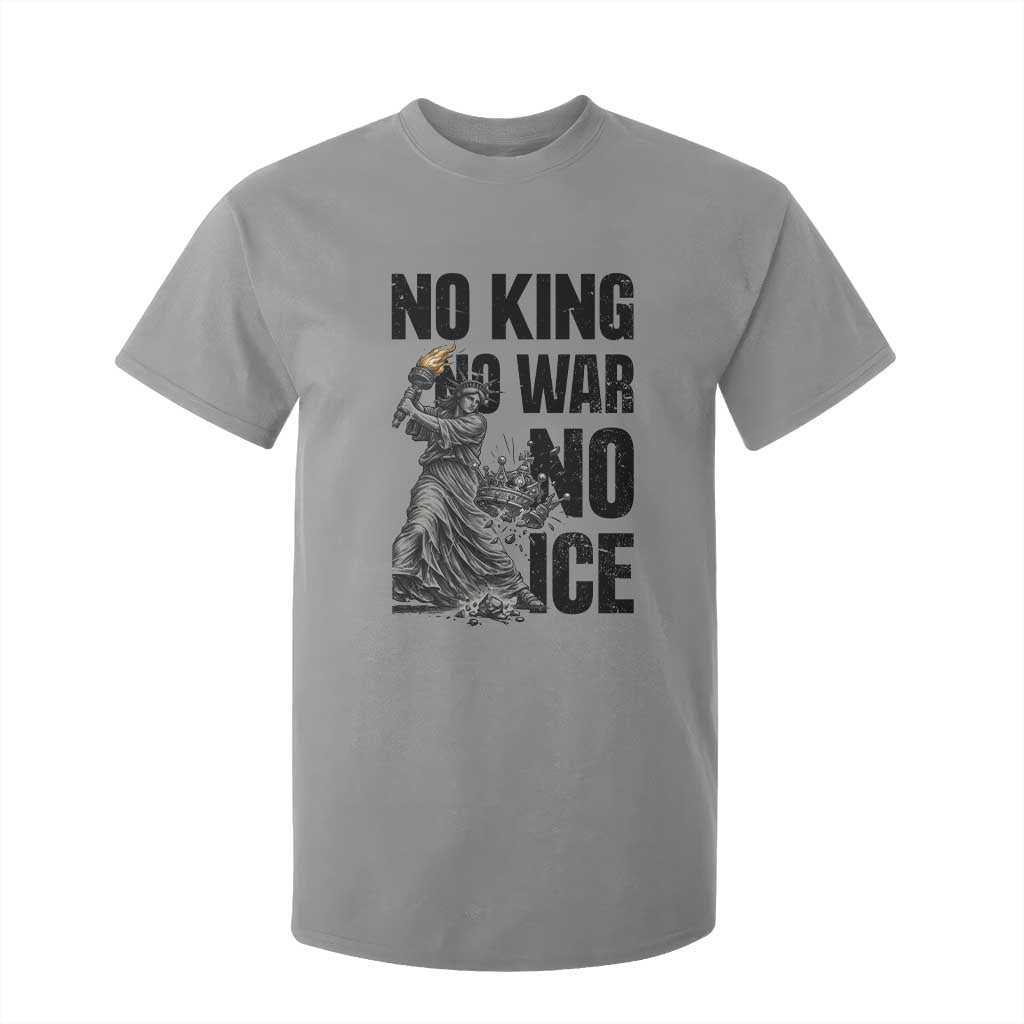 Statue Of Liberty Freedom Protest T Shirt For Kid No Kings No Wars No Ice TS12 Sport Gray Print Your Wear