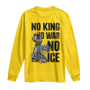 Statue Of Liberty Freedom Protest Long Sleeve Shirt No Kings No Wars No Ice TS12 Daisy Print Your Wear