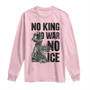 Statue Of Liberty Freedom Protest Long Sleeve Shirt No Kings No Wars No Ice TS12 Light Pink Print Your Wear
