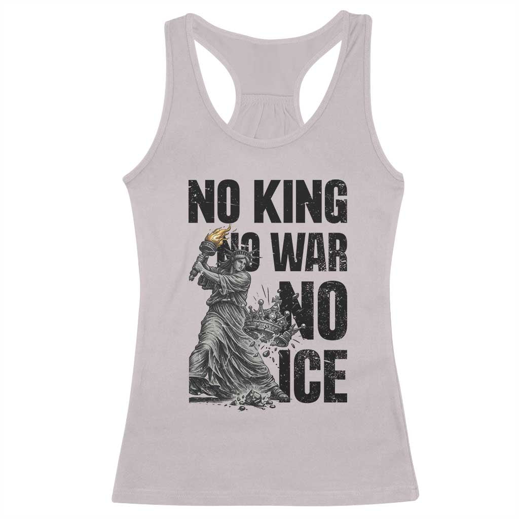 Statue Of Liberty Freedom Protest Racerback Tank Top No Kings No Wars No Ice TS12 Ice Gray Print Your Wear