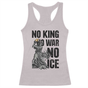 Statue Of Liberty Freedom Protest Racerback Tank Top No Kings No Wars No Ice TS12 Ice Gray Print Your Wear