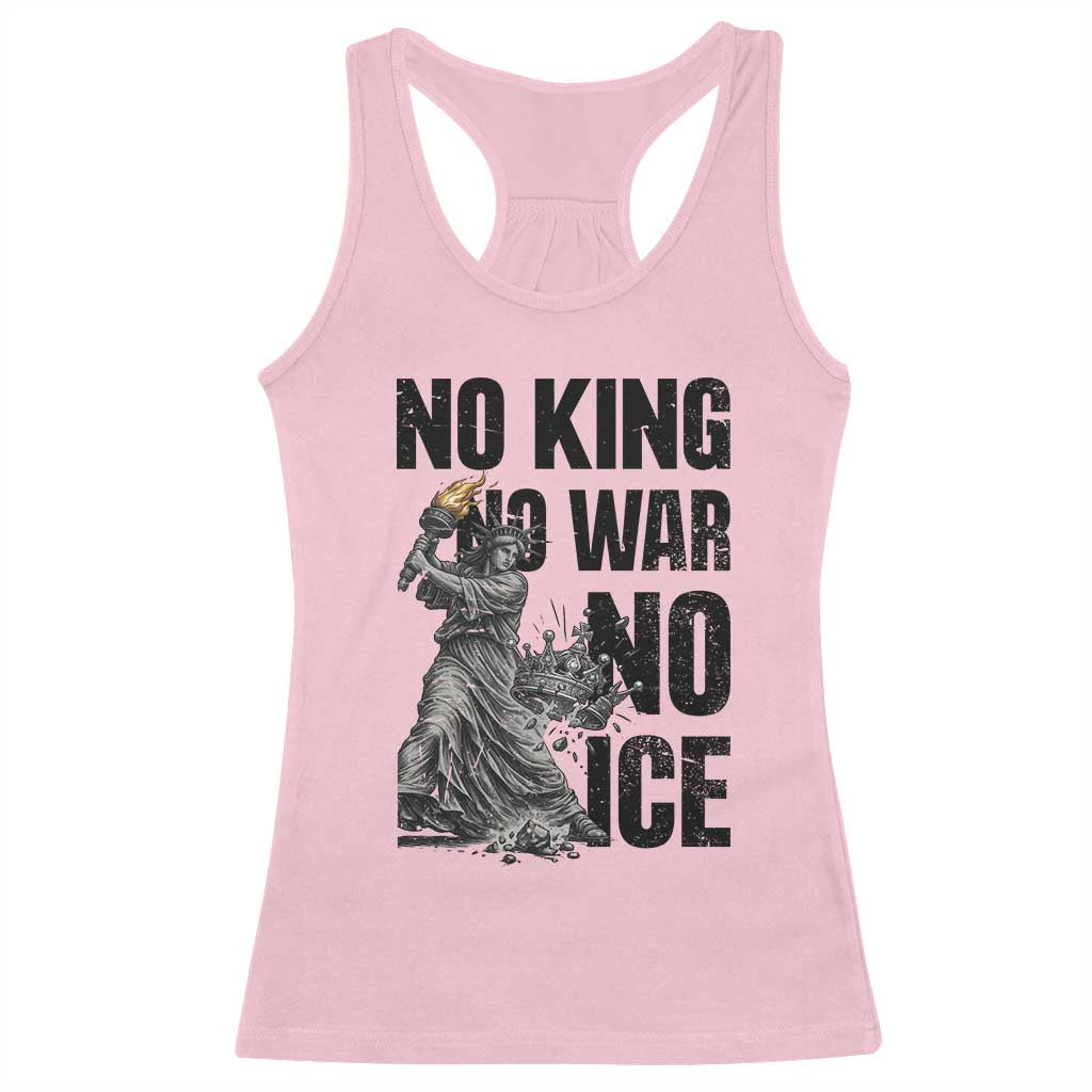 Statue Of Liberty Freedom Protest Racerback Tank Top No Kings No Wars No Ice TS12 Light Pink Print Your Wear
