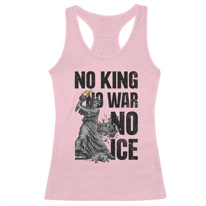Statue Of Liberty Freedom Protest Racerback Tank Top No Kings No Wars No Ice TS12 Light Pink Print Your Wear