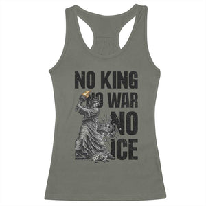 Statue Of Liberty Freedom Protest Racerback Tank Top No Kings No Wars No Ice TS12 Military Green Print Your Wear