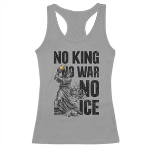 Statue Of Liberty Freedom Protest Racerback Tank Top No Kings No Wars No Ice TS12 Sport Gray Print Your Wear