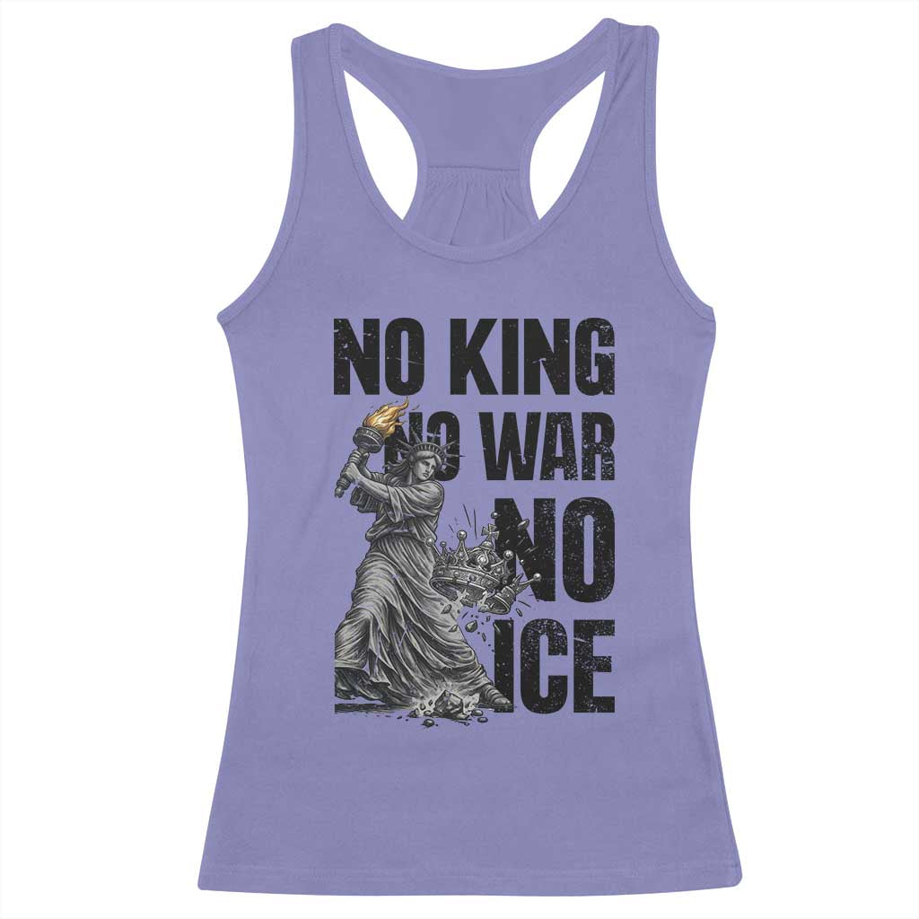 Statue Of Liberty Freedom Protest Racerback Tank Top No Kings No Wars No Ice TS12 Violet Print Your Wear