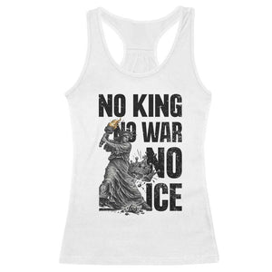 Statue Of Liberty Freedom Protest Racerback Tank Top No Kings No Wars No Ice TS12 White Print Your Wear
