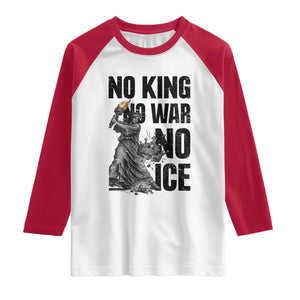 Statue Of Liberty Freedom Protest Raglan Shirt No Kings No Wars No Ice TS12 White Red Print Your Wear