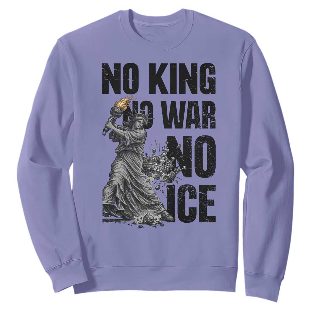 Statue Of Liberty Freedom Protest Sweatshirt No Kings No Wars No Ice TS12 Violet Print Your Wear