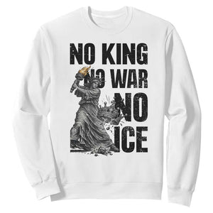 Statue Of Liberty Freedom Protest Sweatshirt No Kings No Wars No Ice TS12 White Print Your Wear