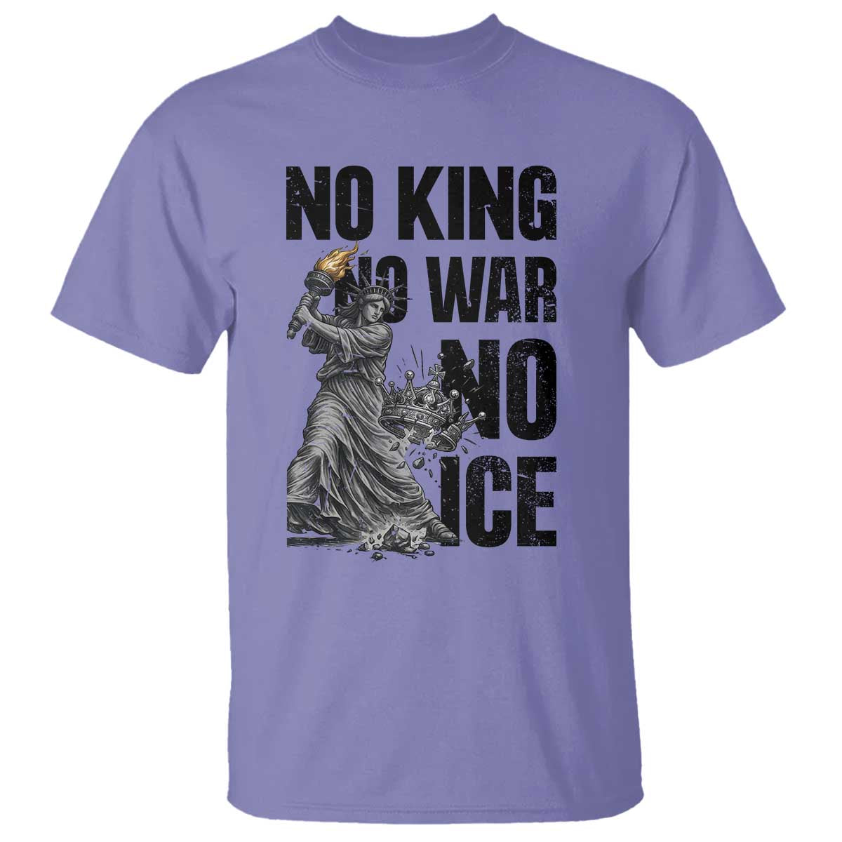 Statue Of Liberty Freedom Protest T Shirt No Kings No Wars No Ice TS12 Violet Print Your Wear