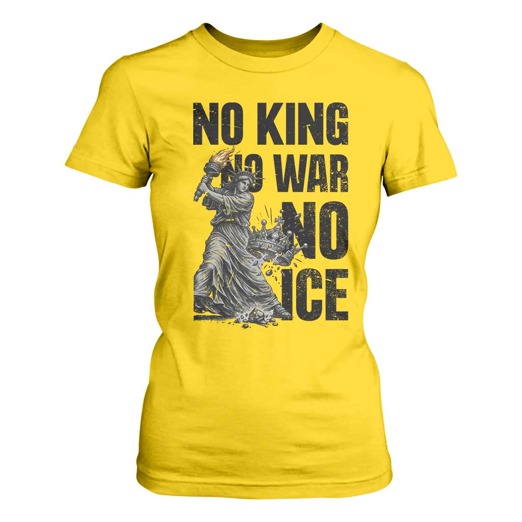 Statue Of Liberty Freedom Protest T Shirt For Women No Kings No Wars No Ice TS12 Daisy Print Your Wear