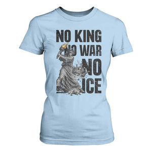Statue Of Liberty Freedom Protest T Shirt For Women No Kings No Wars No Ice TS12 Light Blue Print Your Wear
