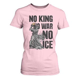 Statue Of Liberty Freedom Protest T Shirt For Women No Kings No Wars No Ice TS12 Light Pink Print Your Wear