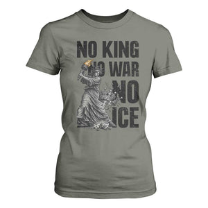 Statue Of Liberty Freedom Protest T Shirt For Women No Kings No Wars No Ice TS12 Military Green Print Your Wear