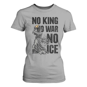 Statue Of Liberty Freedom Protest T Shirt For Women No Kings No Wars No Ice TS12 Sport Gray Print Your Wear