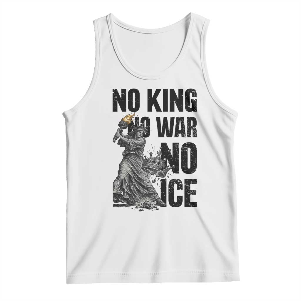 Statue Of Liberty Freedom Protest Tank Top No Kings No Wars No Ice TS12 White Print Your Wear