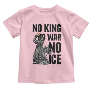 Statue Of Liberty Freedom Protest Toddler T Shirt No Kings No Wars No Ice TS12 Light Pink Print Your Wear