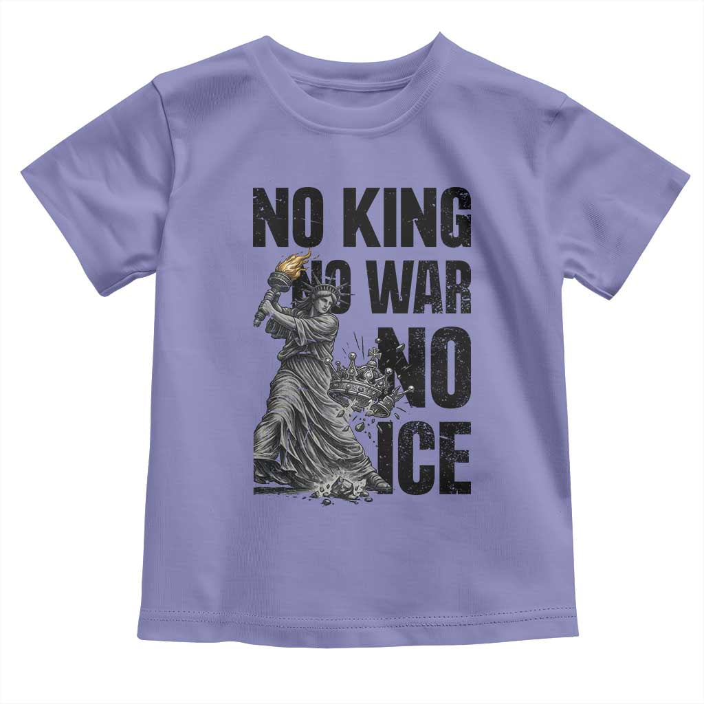 Statue Of Liberty Freedom Protest Toddler T Shirt No Kings No Wars No Ice TS12 Violet Print Your Wear