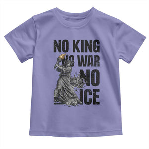 Statue Of Liberty Freedom Protest Toddler T Shirt No Kings No Wars No Ice TS12 Violet Print Your Wear