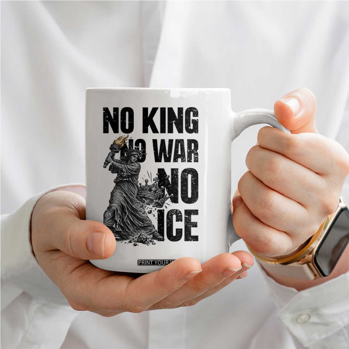 Statue Of Liberty Freedom Protest Coffee Mug No Kings No Wars No Ice TS12 Print Your Wear