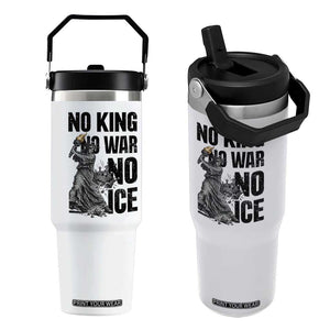 Statue Of Liberty Freedom Protest Flip Straw Tumbler No Kings No Wars No Ice TS12 One Size: 30 oz White Print Your Wear
