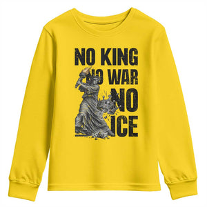 Statue Of Liberty Freedom Protest Youth Sweatshirt No Kings No Wars No Ice TS12 Daisy Print Your Wear