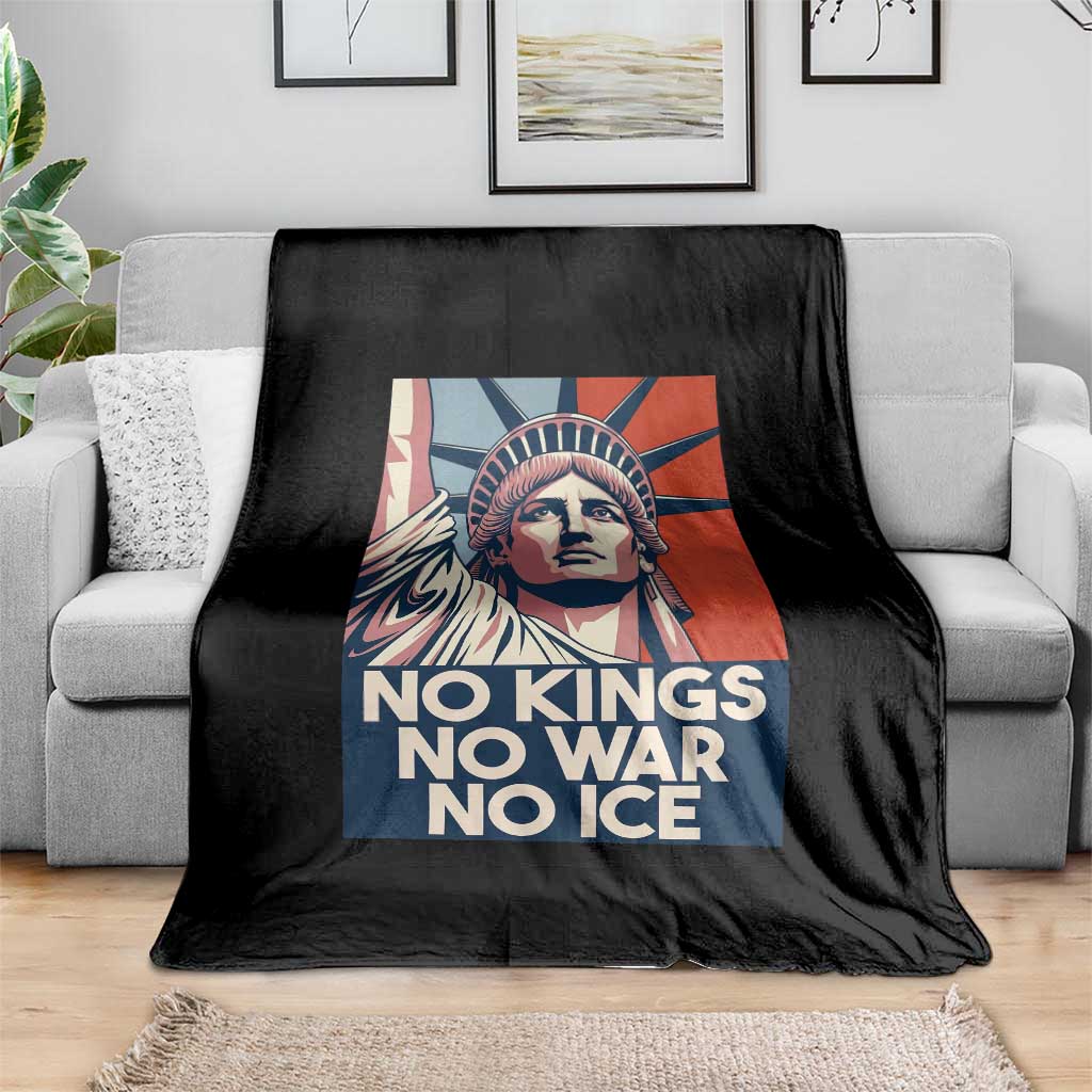 Statue Of Liberty No Kings No War No Ice Throw Blanket Freedom Protest Gift TS12 Print Your Wear