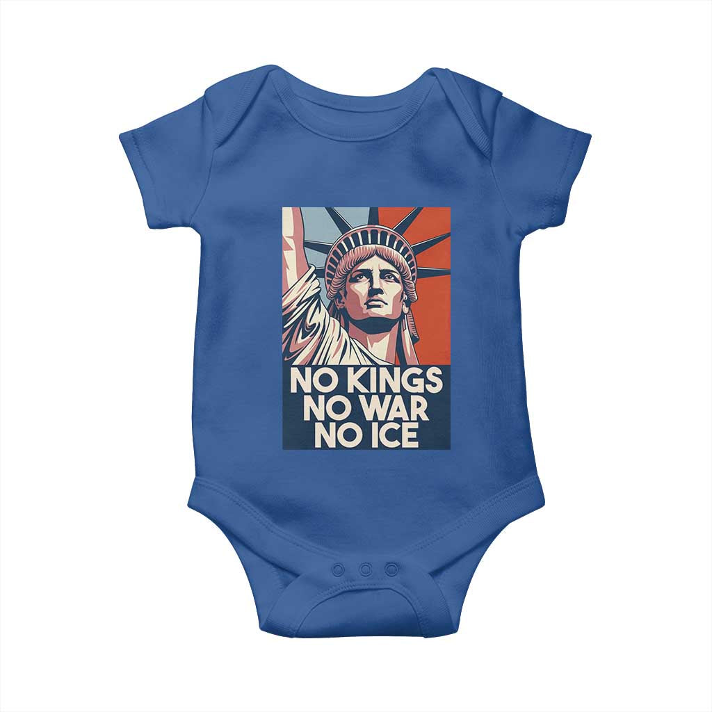 Statue Of Liberty No Kings No War No Ice Baby Onesie Freedom Protest Gift TS12 Royal Blue Print Your Wear