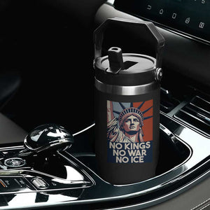 Statue Of Liberty No Kings No War No Ice Flip Straw Tumbler Freedom Protest Gift TS12 Print Your Wear