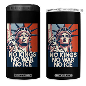 Statue Of Liberty No Kings No War No Ice 4 in 1 Can Cooler Tumbler Freedom Protest Gift TS12 One Size: 16 oz Black Print Your Wear