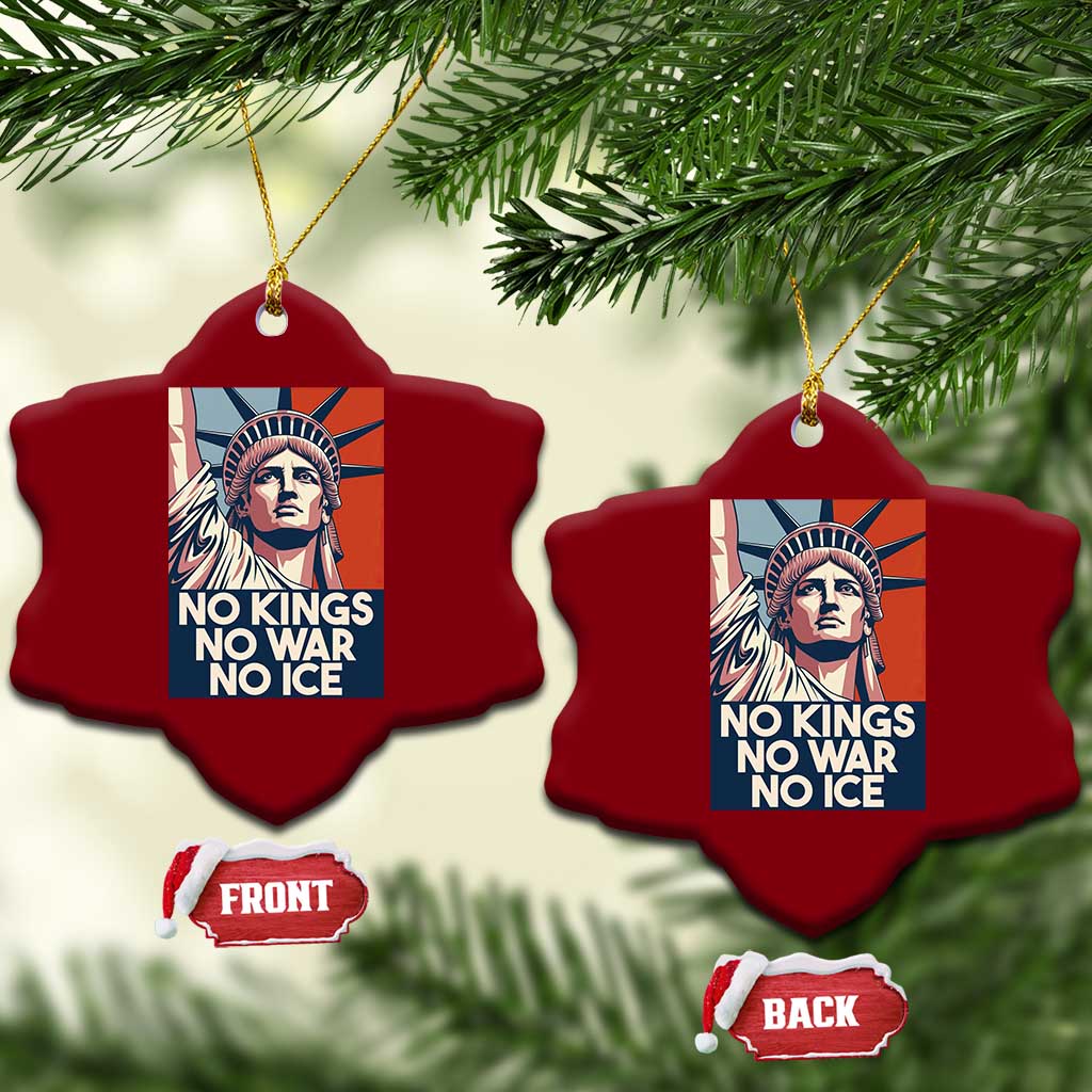 Statue Of Liberty No Kings No War No Ice Ceramic Ornament Freedom Protest Gift TS12 Print Your Wear