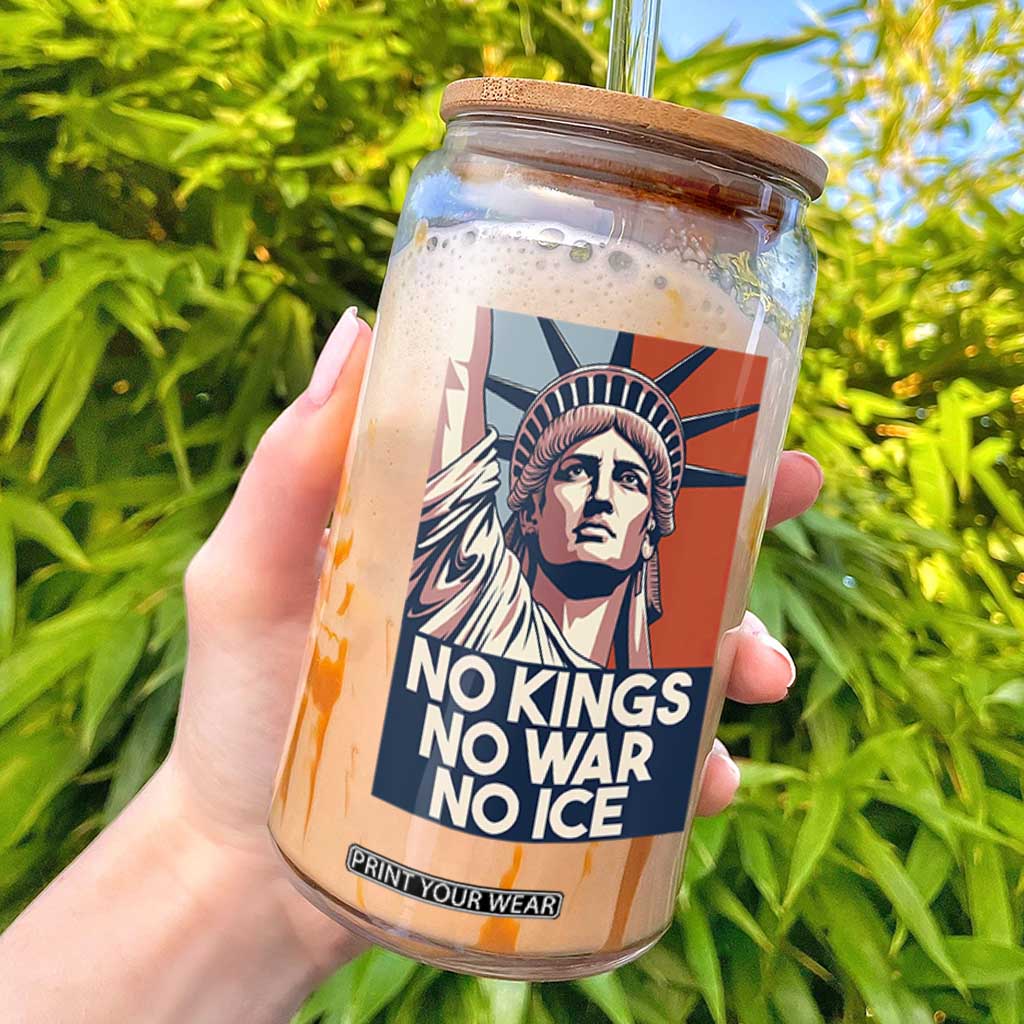Statue Of Liberty No Kings No War No Ice Glass Can Freedom Protest Gift TS12 Black Print Your Wear