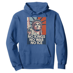 Statue Of Liberty No Kings No War No Ice Hoodie Freedom Protest Gift TS12 Royal Blue Print Your Wear