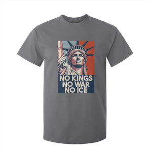 Statue Of Liberty No Kings No War No Ice T Shirt For Kid Freedom Protest Gift TS12 Charcoal Print Your Wear