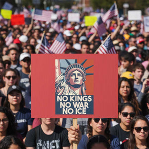 Statue Of Liberty No Kings No War No Ice Protest Sign Freedom Protest Gift TS12 Horizontal 18" × 24" Red Print Your Wear