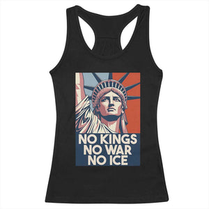Statue Of Liberty No Kings No War No Ice Racerback Tank Top Freedom Protest Gift TS12 Black Print Your Wear