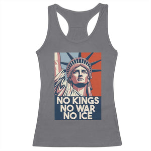 Statue Of Liberty No Kings No War No Ice Racerback Tank Top Freedom Protest Gift TS12 Charcoal Print Your Wear